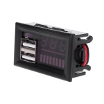 Voltmetru digital cu leduri albastre si indicator, 12 V, incarcare 2 x USB 5V2A, 3 digit, 2 fire, carcasa